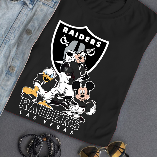 Las Vegas Raiders Mickey Goofy Donald Disney NFL T-Shirt DATND TANTD