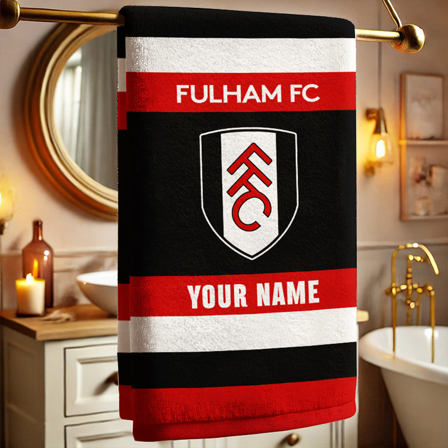 EPL Fulham Bath Towel Large Size Custom Name Gift For Fan DatND DVT