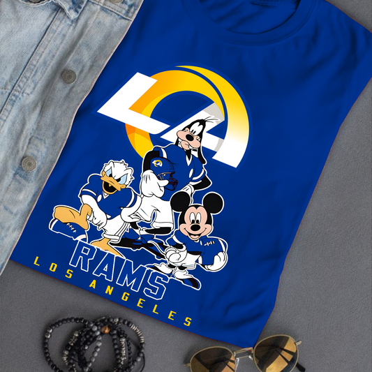 Los Angeles Rams Mickey Goofy Donald Disney NFL T-Shirt DATND TANTD