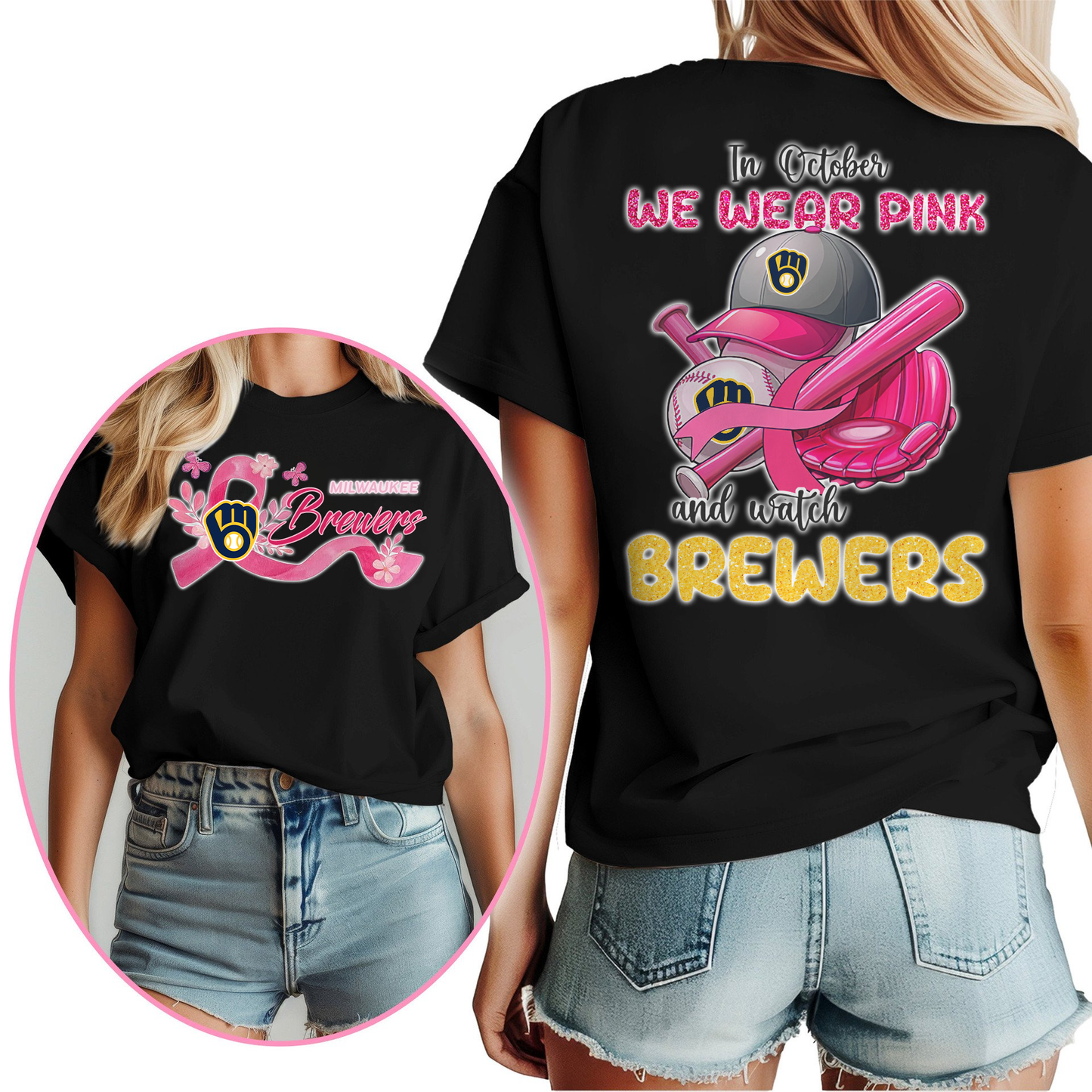 In October We Wear Pink And Watch MLB MB Shirt DDT NTL