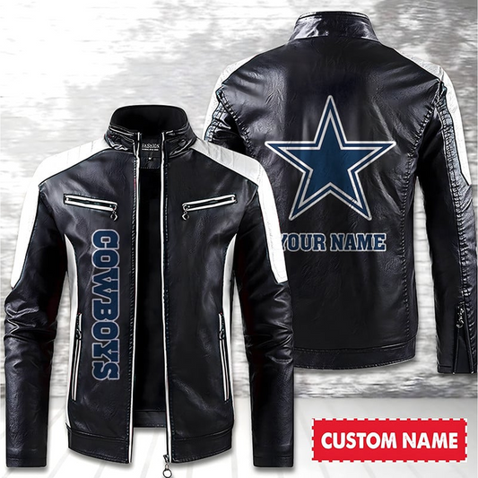 DAL American Football Men Leather Jacket Custom Any Name Gifts DatND DVT