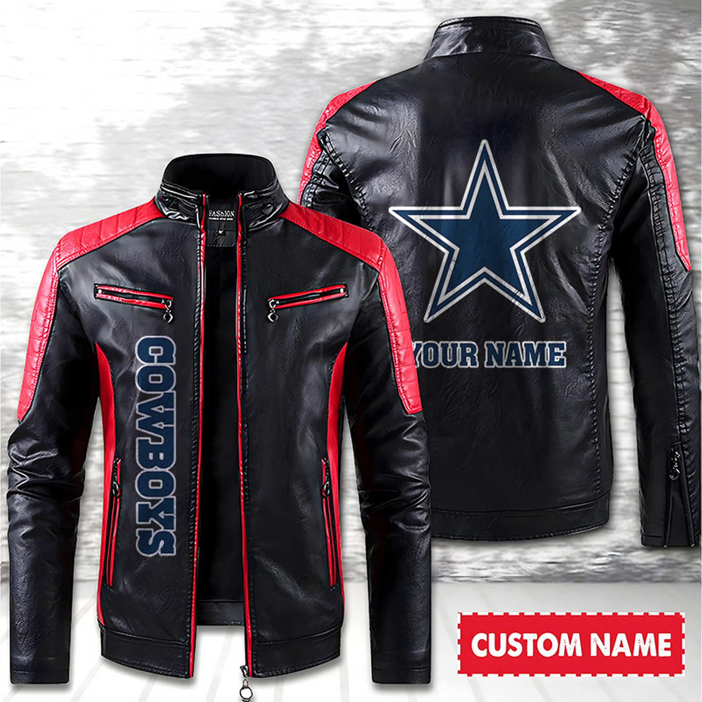 DAL American Football Men Leather Jacket Custom Any Name Gifts DatND DVT