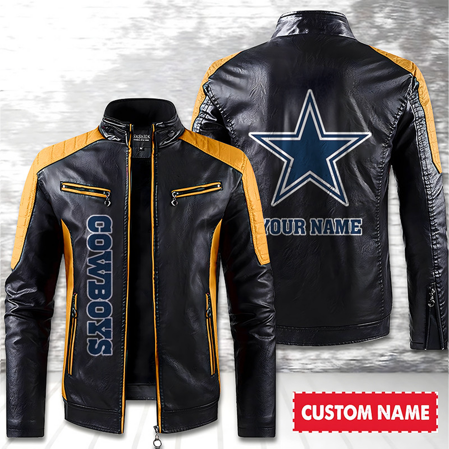 DAL American Football Men Leather Jacket Custom Any Name Gifts DatND DVT