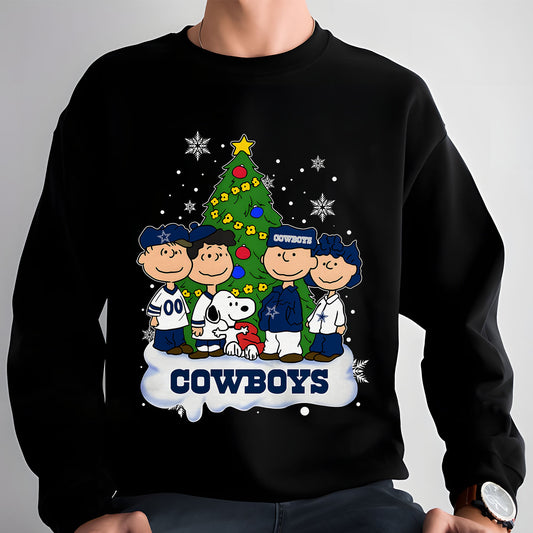 DAL x NFL Peanuts Snoopy And Friends Christmas Tree 2D Shirt DatND DVT