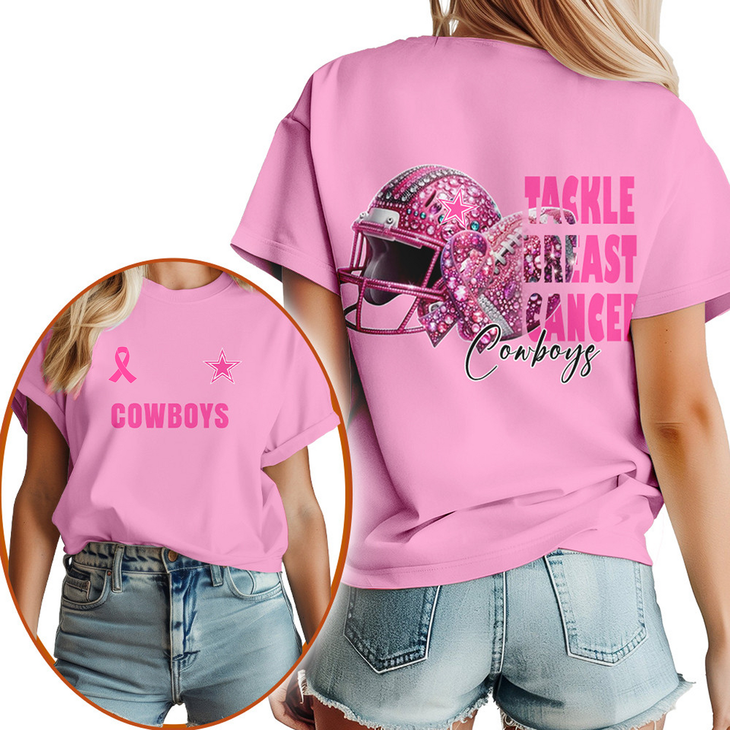 DAL x NFL Tackle Breast Cancer Premium 3D Shirt DATND TANTD