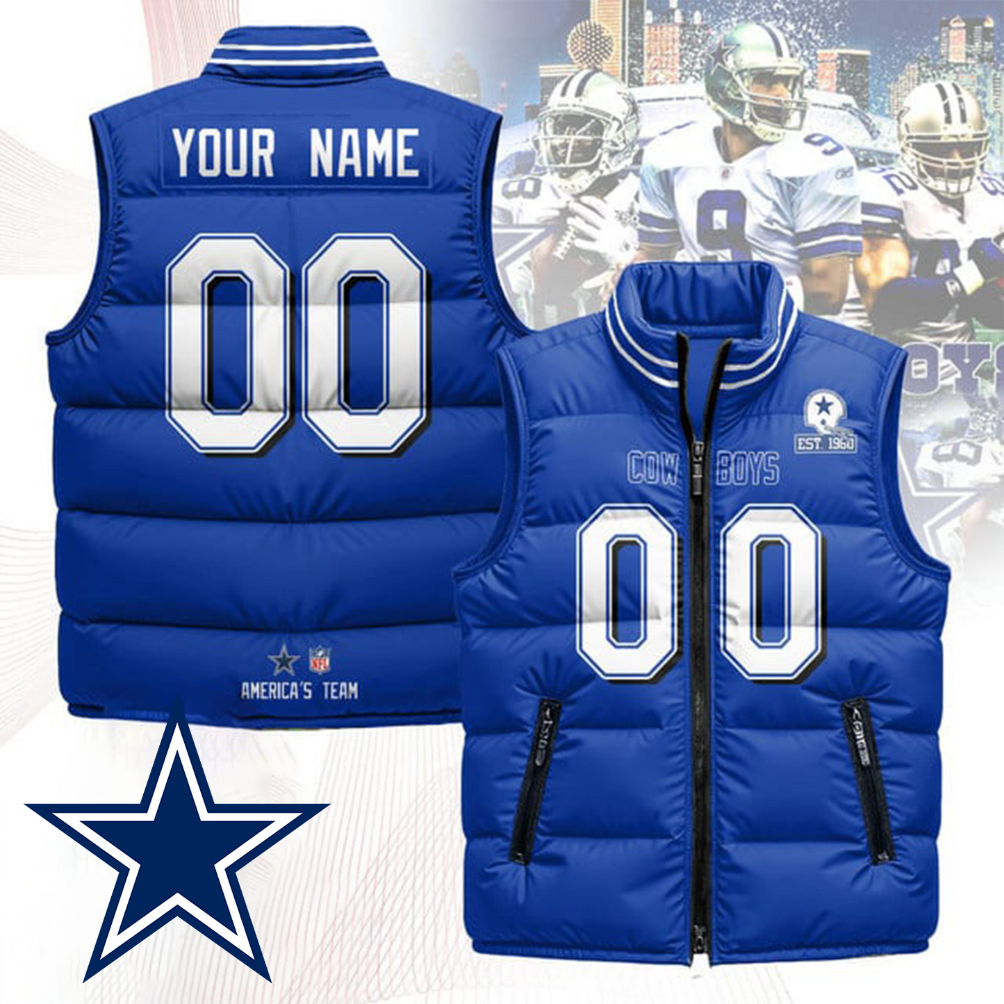 DAL x NFL Unisex Puffer Vest DatND ThuongNH