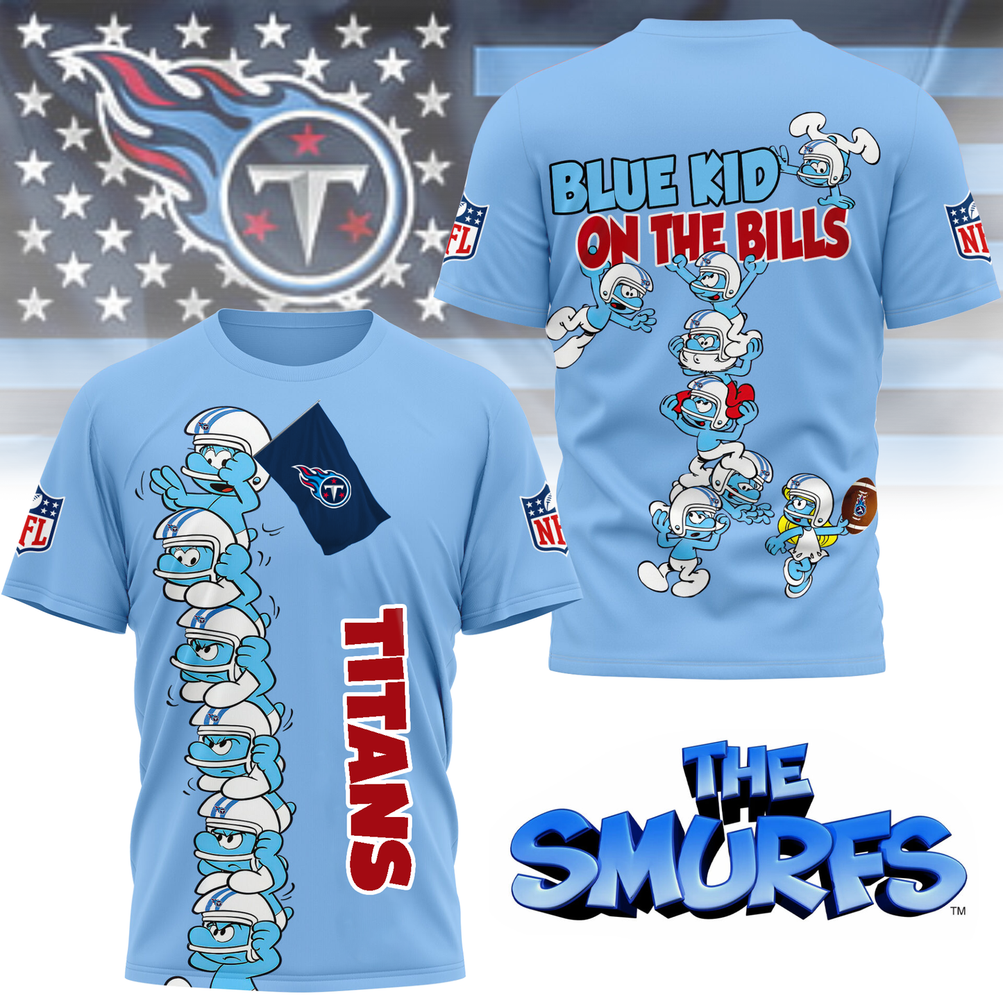 TT Premium NFL x Smurfs 3D Shirt DDT 220725 CTND
