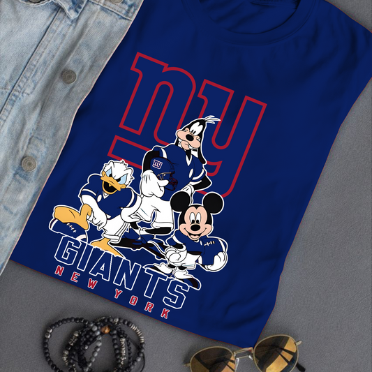 New York Giants Mickey Goofy Donald Disney NFL T-Shirt DATND TANTD