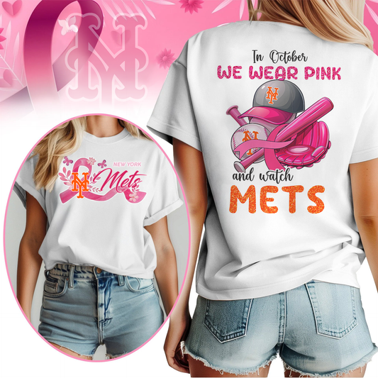 In October We Wear Pink And Watch MLB NYM Shirt DDT NTL