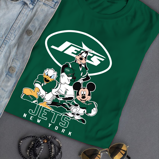 New York Jets Mickey Goofy Donald Disney NFL T-Shirt DATND TANTD