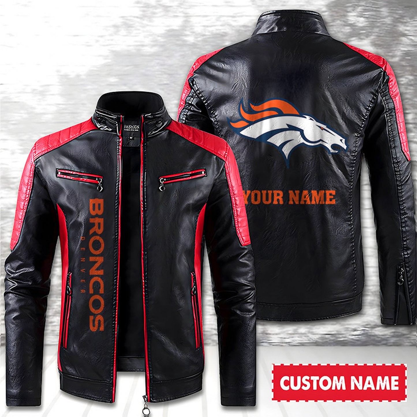 DEN American Football Men Leather Jacket Custom Any Name Gifts DatND DVT