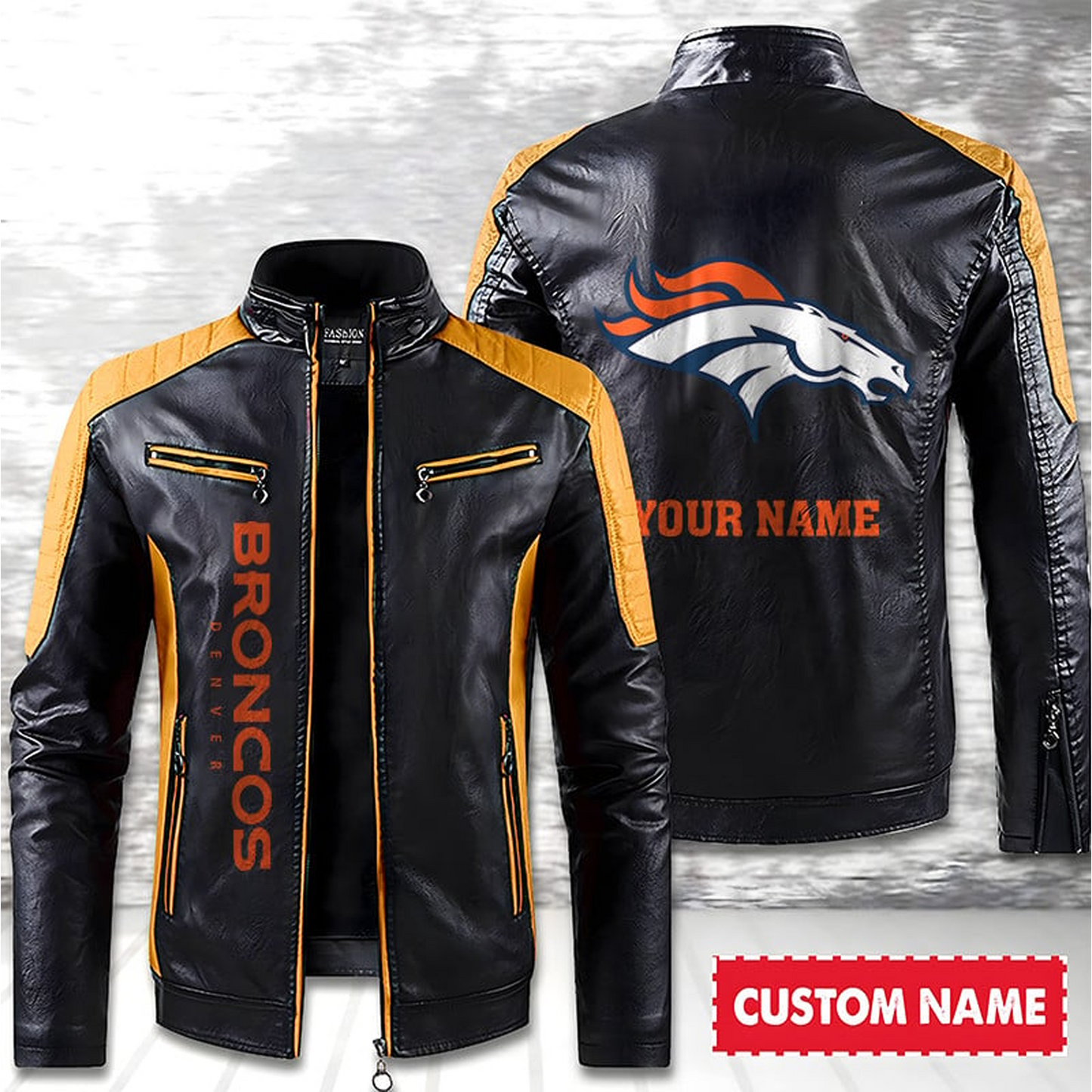 DEN American Football Men Leather Jacket Custom Any Name Gifts DatND DVT