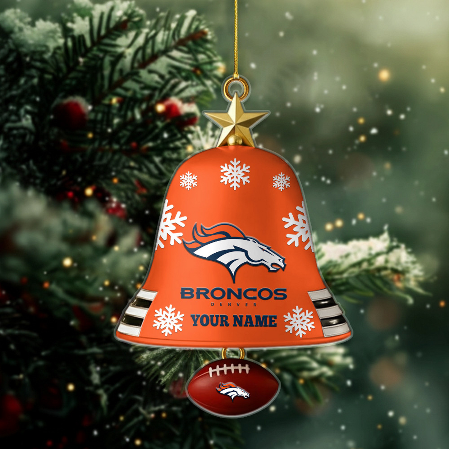 DEN X NFL Christmas Bell Ornament Custom Any Name Gifts NAK THUONGNH
