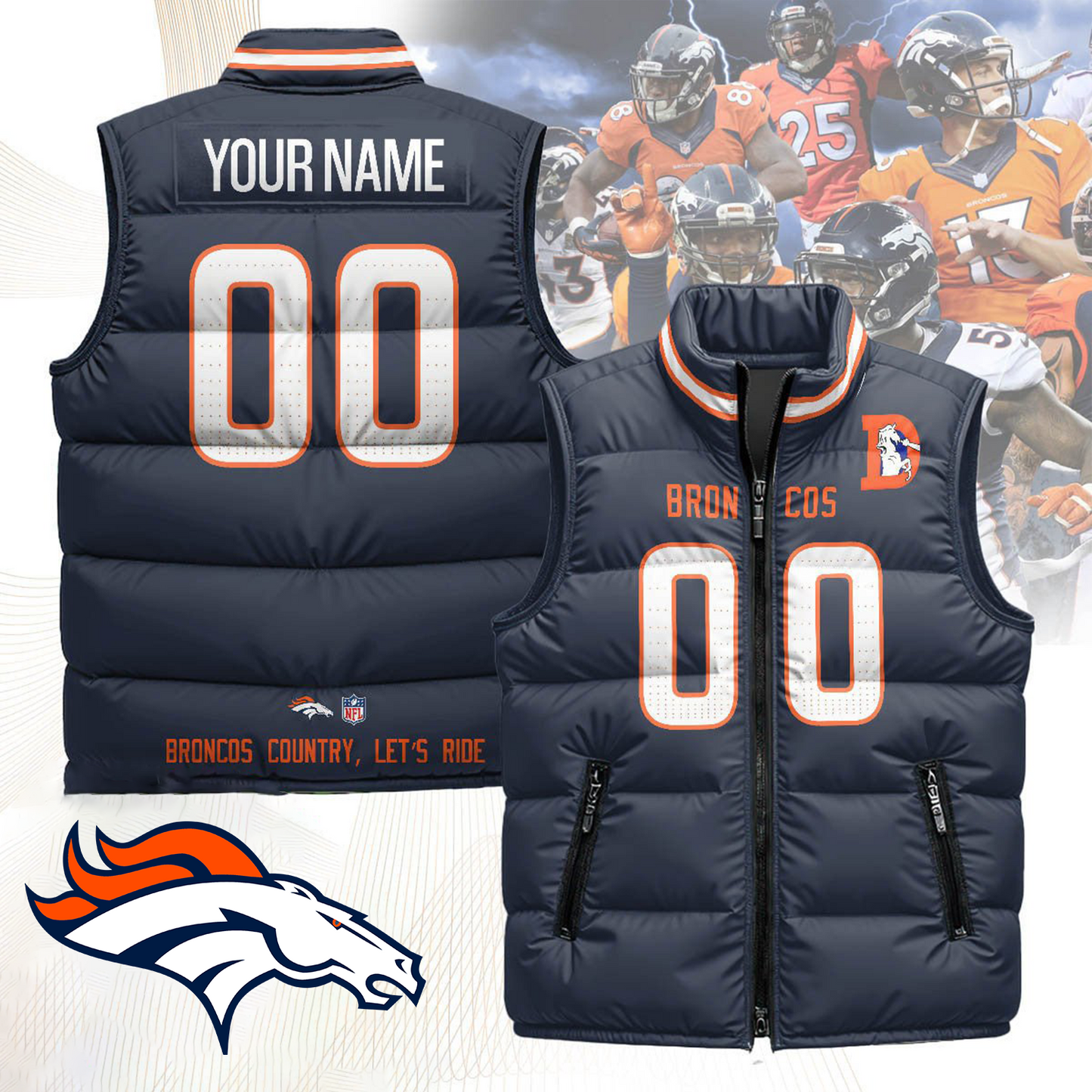 DEN x NFL Unisex Puffer Vest DatND ThuongNH