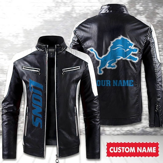 DET American Football Men Leather Jacket Custom Any Name Gifts DatND DVT