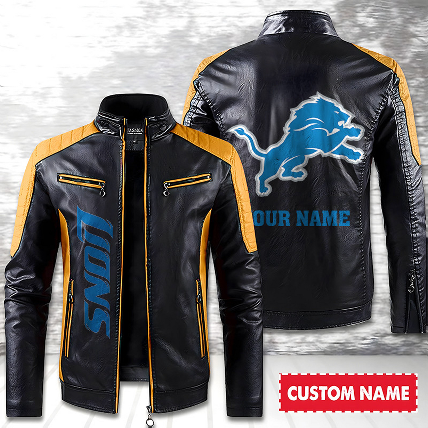 DET American Football Men Leather Jacket Custom Any Name Gifts DatND DVT
