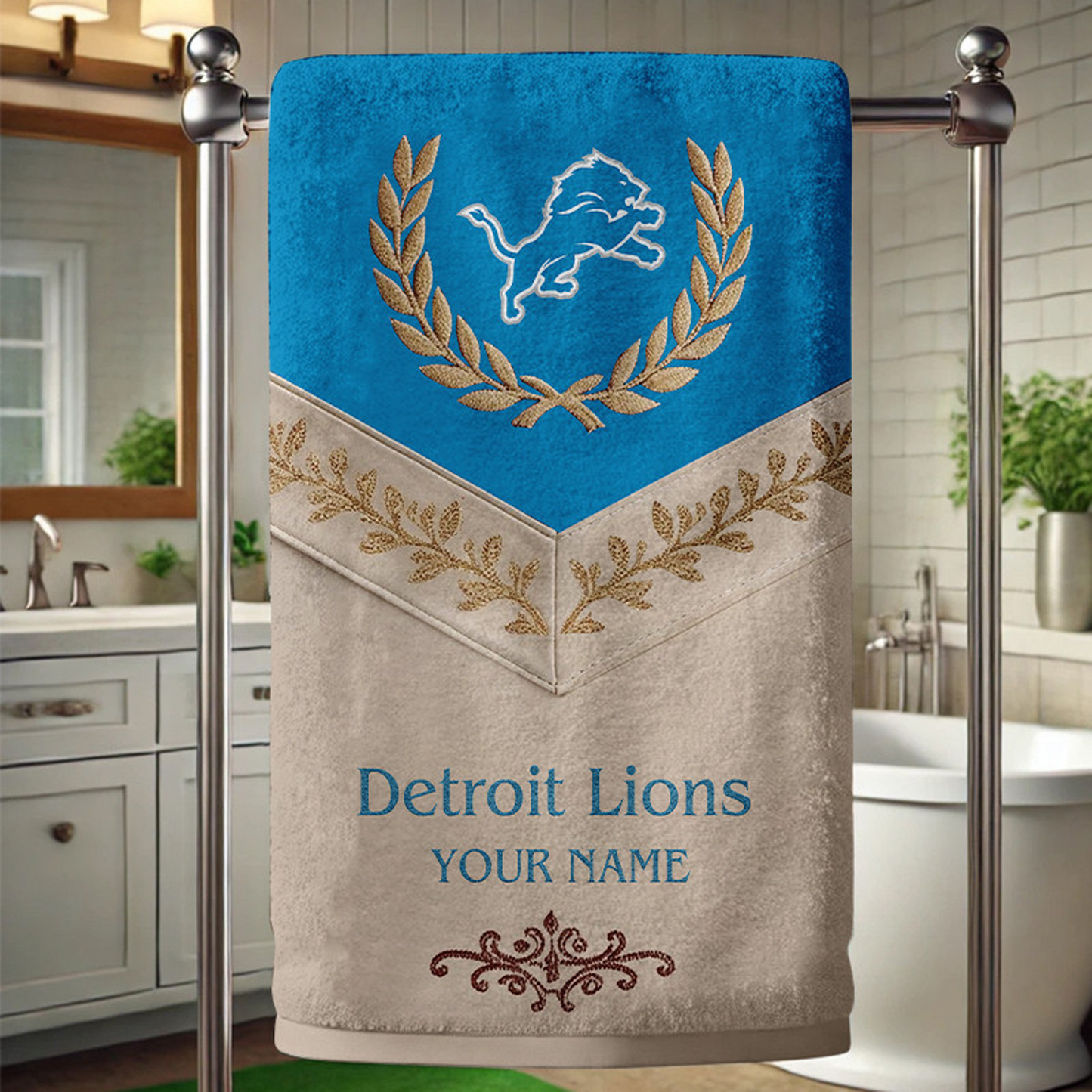 DET Football New Bath Towel Custom Name DATND TANTD