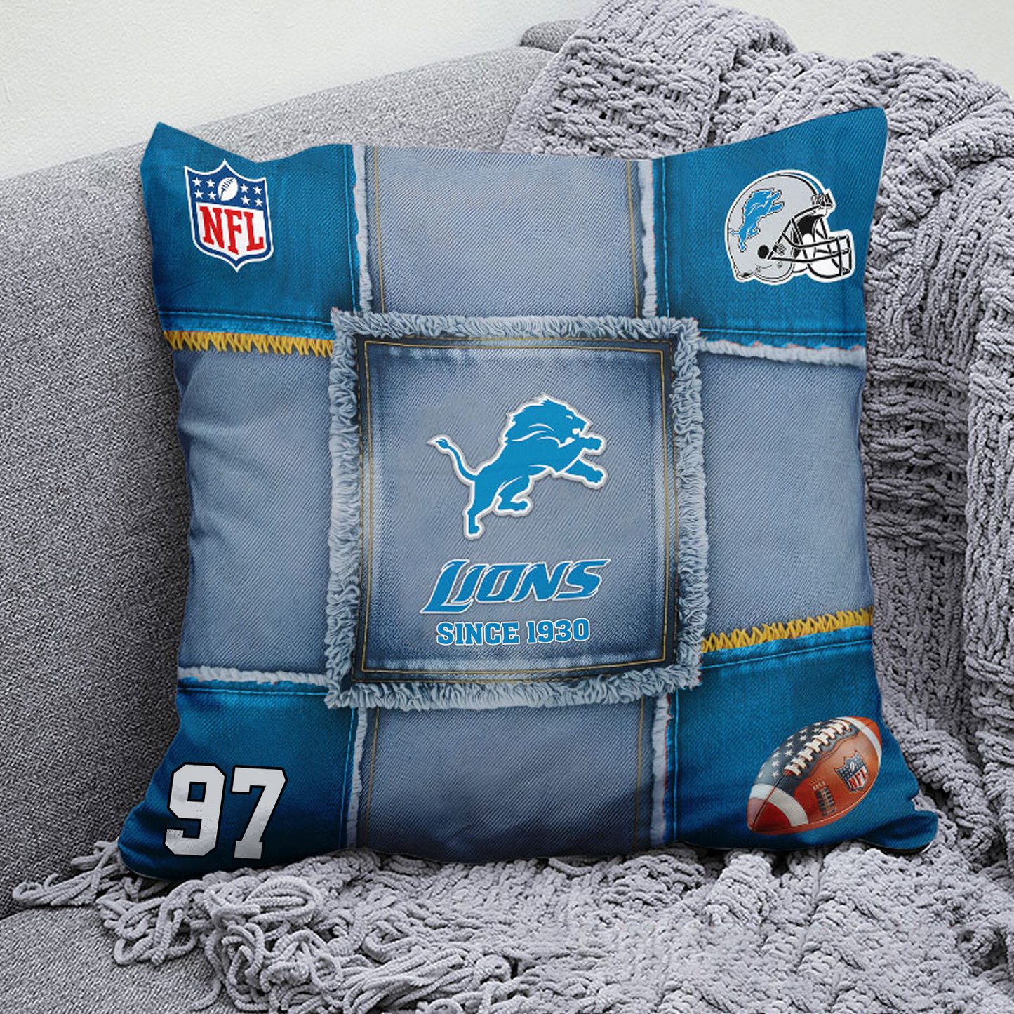 DET x NFL  Football Pillow Special Style DATND TANTD