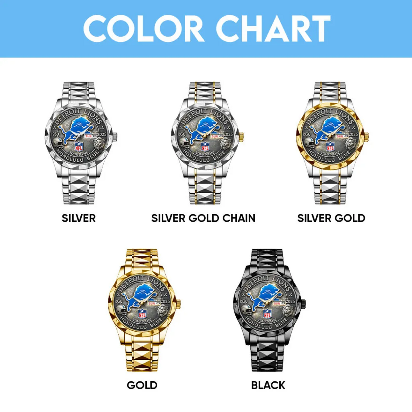 DET x NFL 95th Anniversary Alloy Luxury Quartz Watch V3 DATND TANTD