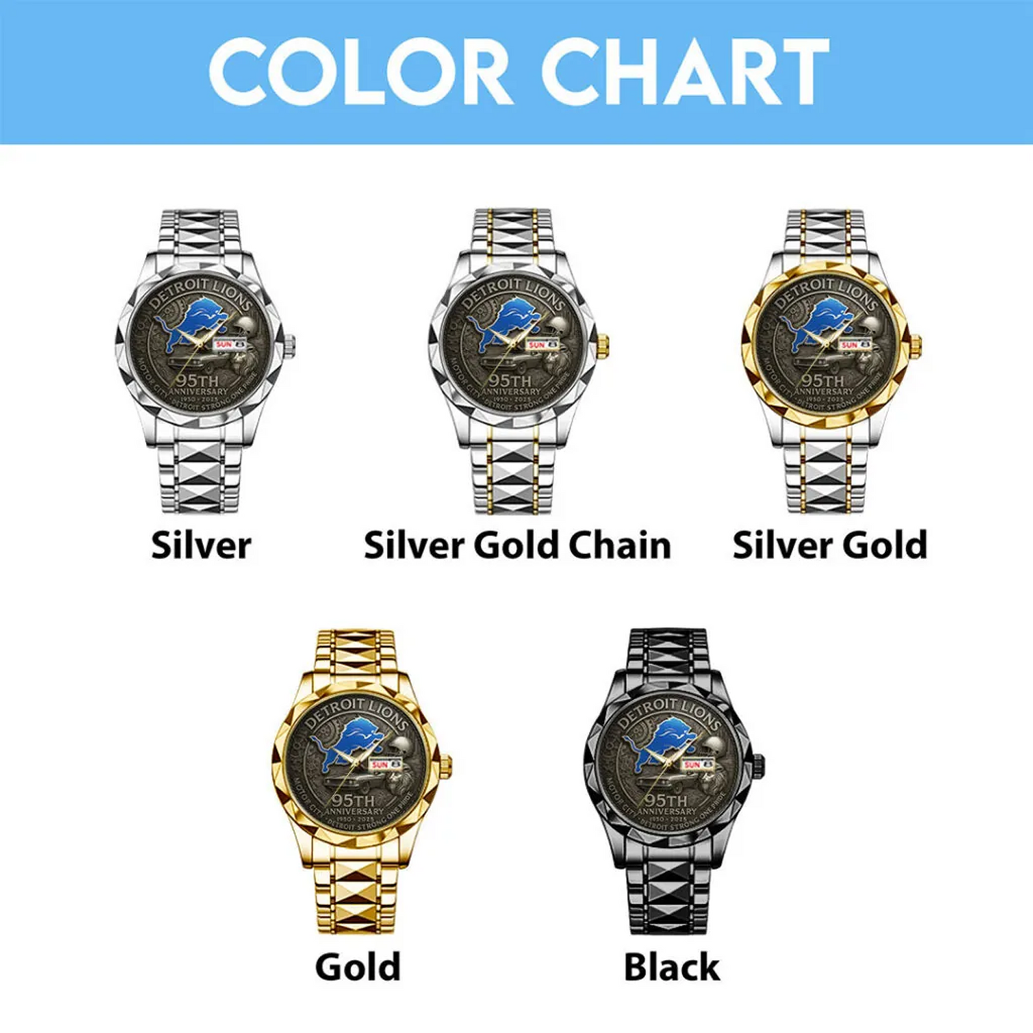 DET x NFL 95th Anniversary Alloy Luxury Quartz Watch V4 DATND TANTD