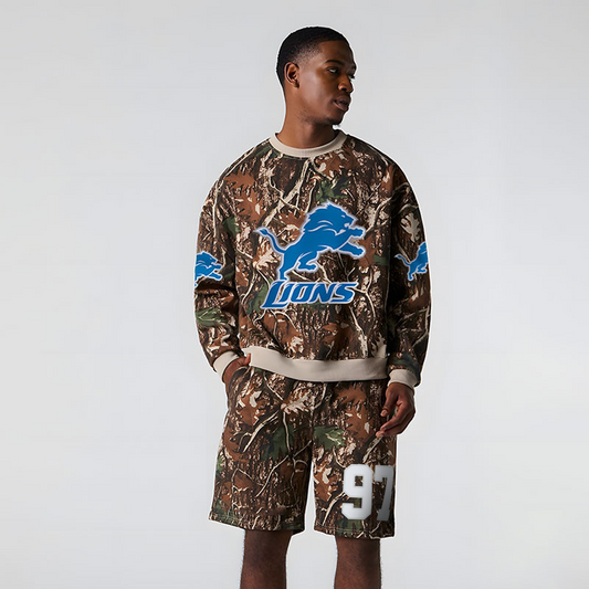 DET x NFL Football Full Set Long Sweatshirt And Short Pants DATND TANTD