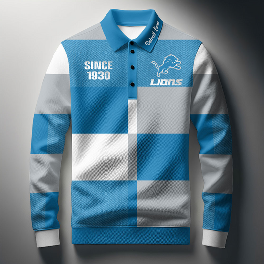 DET x NFL Men Style Polo Long Sleeves Shirt DatND DVT