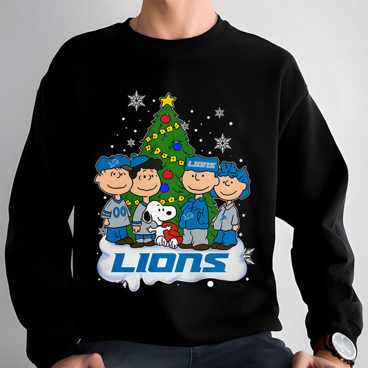 DET x NFL Peanuts Snoopy And Friends Christmas Tree 2D Shirt DatND DVT