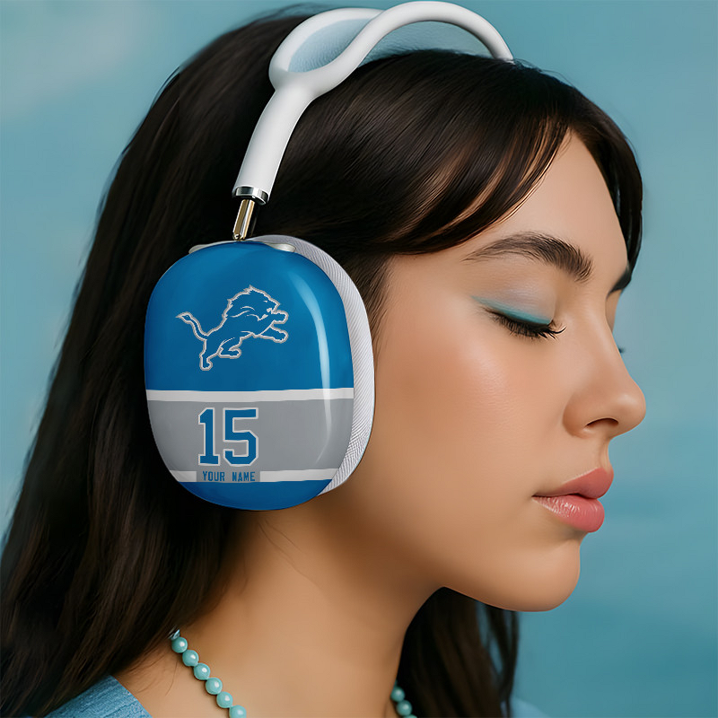DET x NFL Special Airpod Max Case Cover Personalized DATND TANTD
