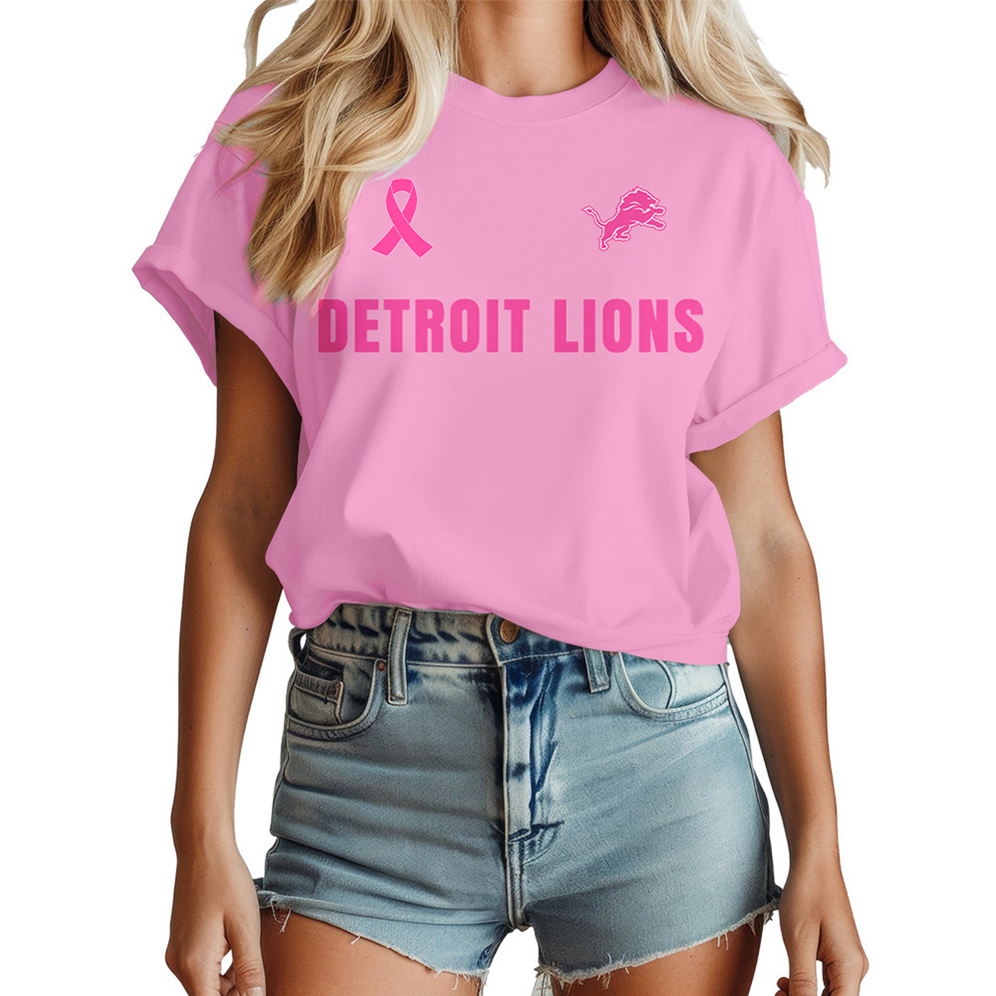 DET x NFL Tackle Breast Cancer Premium 3D Shirt DATND TANTD
