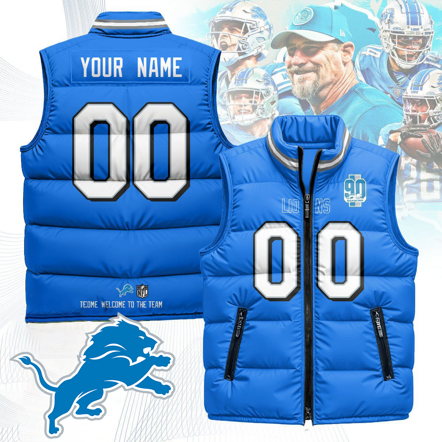 DET x NFL Unisex Puffer Vest DatND ThuongNH