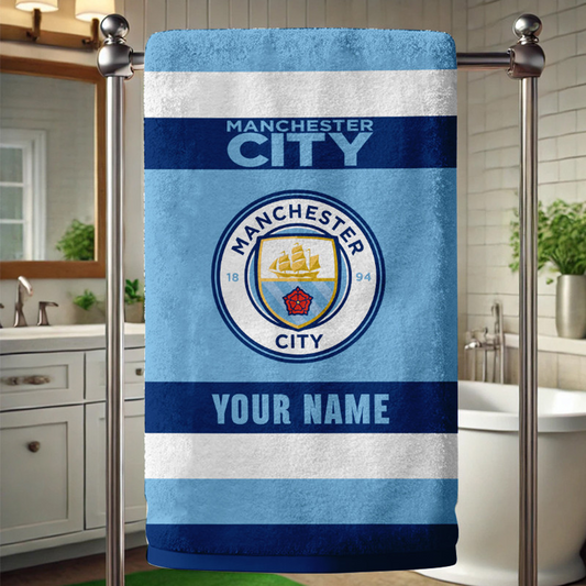 EPL Manchester City Bath Towel Large Size Custom Name Gift For Fan DatND DVT