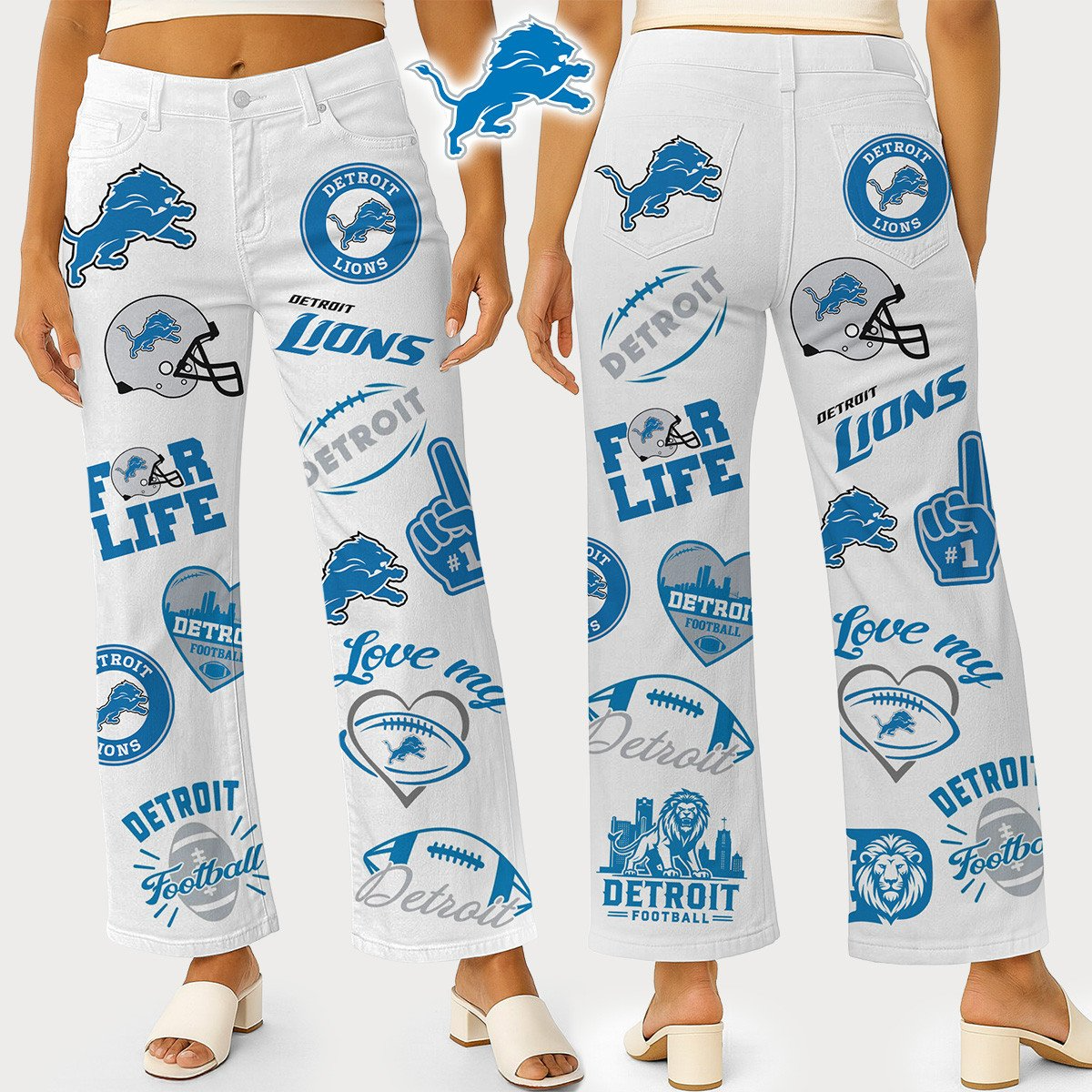 DL Premium NFL High Waisted Casual Wide Leg Pants DDT NTL