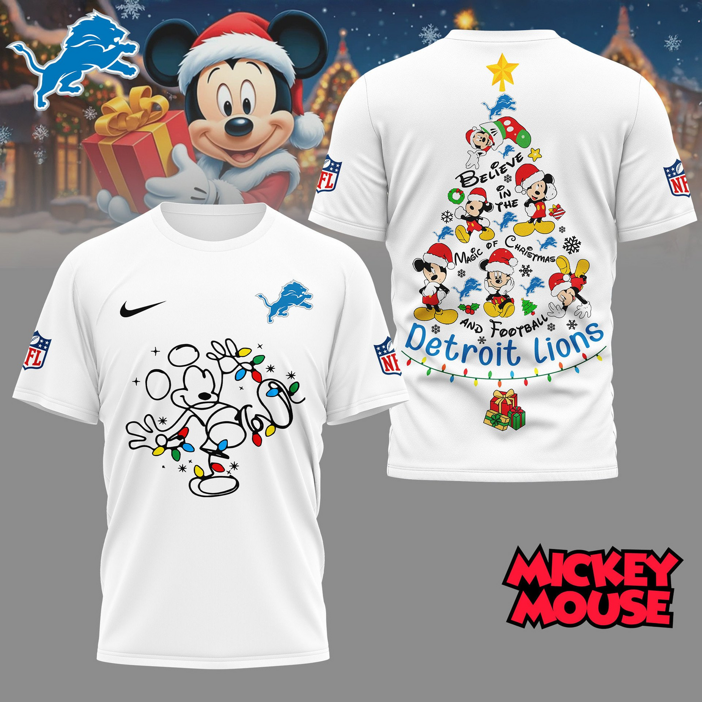 DL Premium NFL Mickey Mouse Christmas 3D Shirt DDT CTND