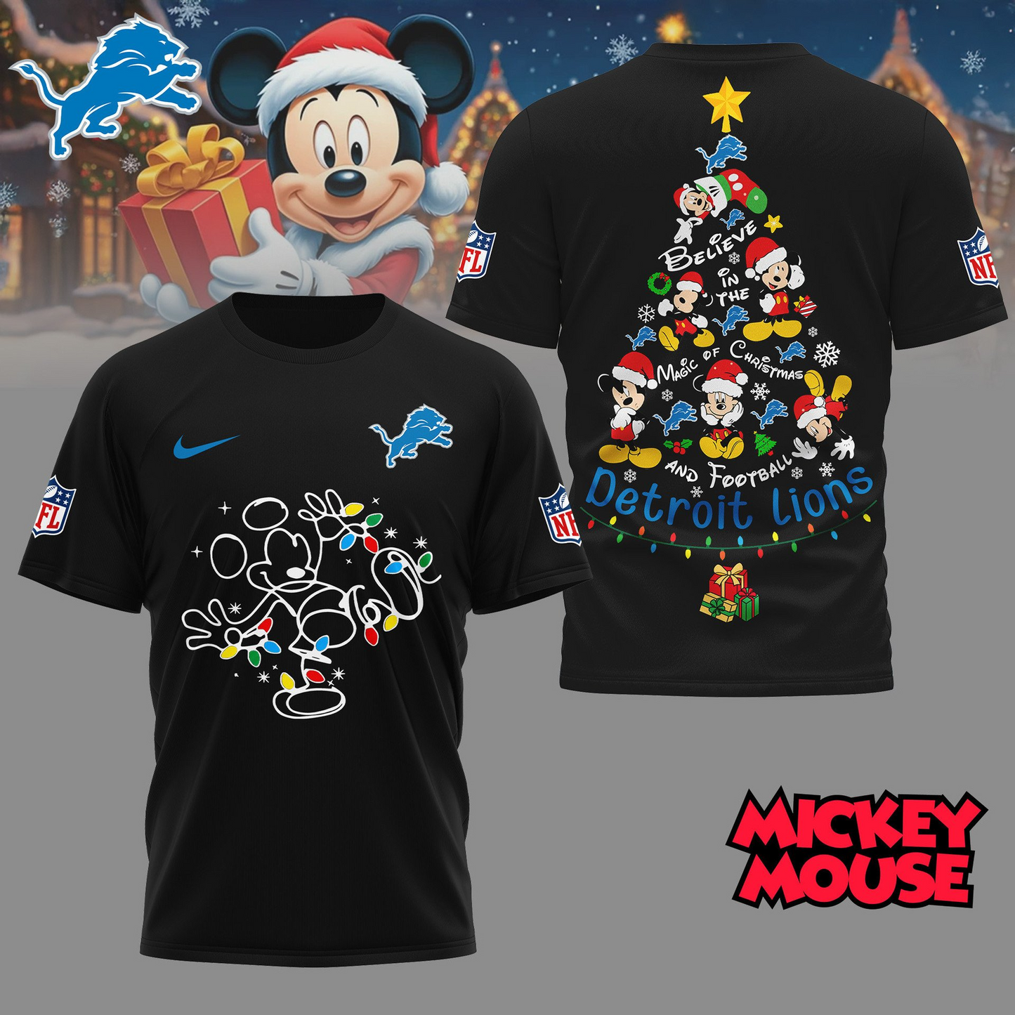 DL Premium NFL Mickey Mouse Christmas 3D Shirt DDT CTND
