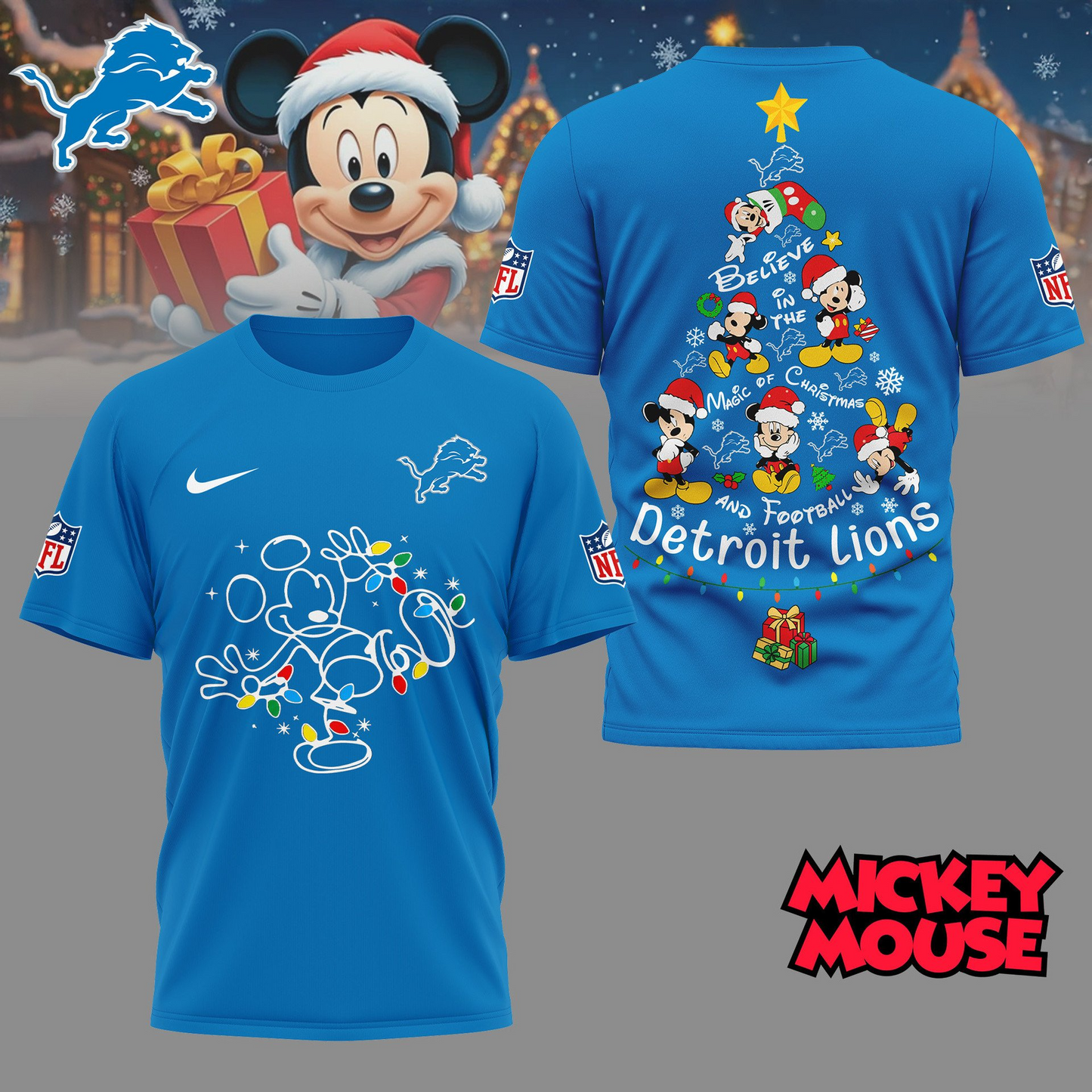 DL Premium NFL Mickey Mouse Christmas 3D Shirt DDT CTND