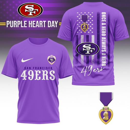 SF 49ers Premium National Purple Hear Day 3D Shirt DDT TTV