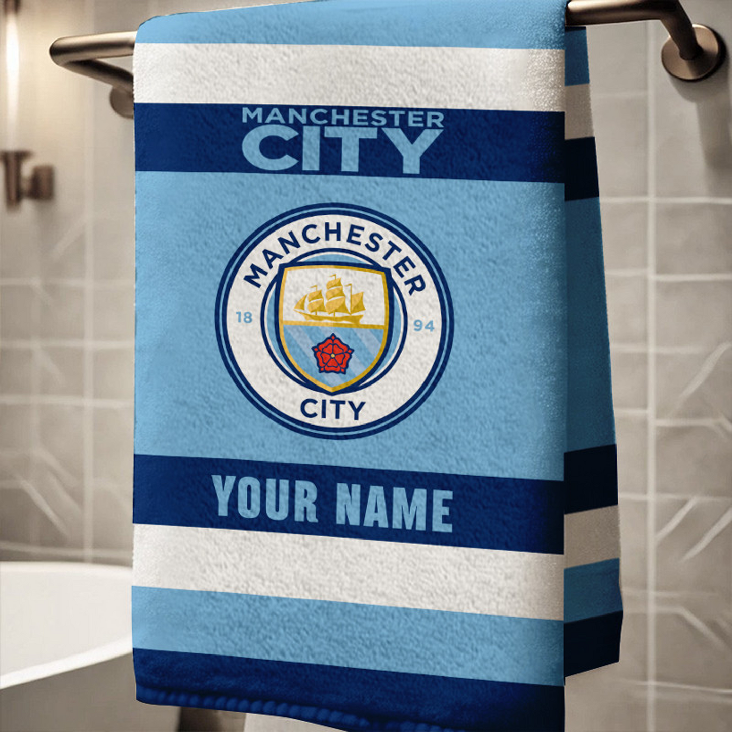 EPL Manchester City Bath Towel Large Size Custom Name Gift For Fan DatND DVT
