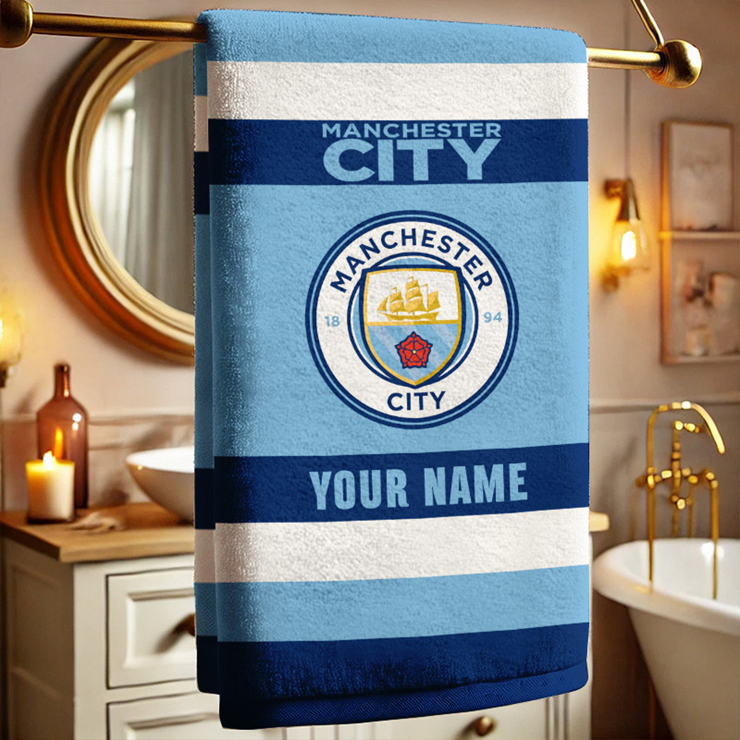 EPL Manchester City Bath Towel Large Size Custom Name Gift For Fan DatND DVT