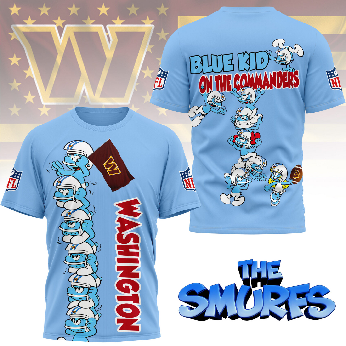 WC Premium NFL x Smurfs 3D Shirt DDT 210725 CTND