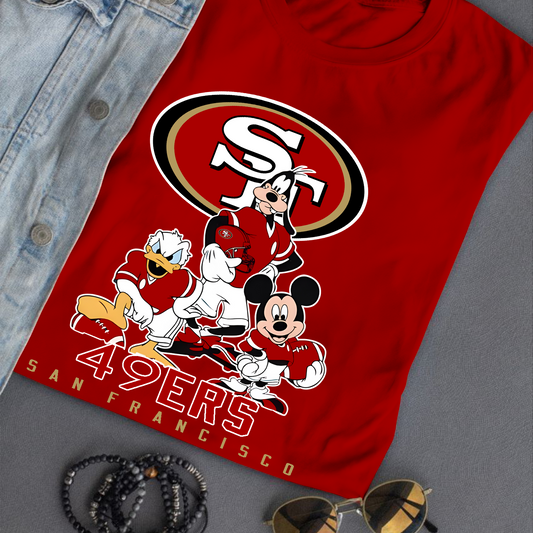 San Francisco 49ers Mickey Goofy Donald Disney NFL T-Shirt DATND TANTD