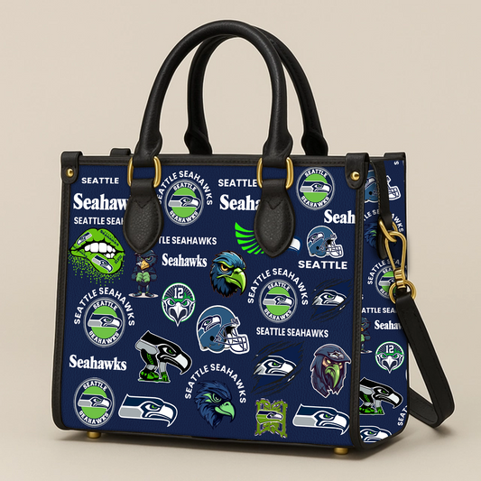 Seattle Seahawks Women Leather Hand Bag V1 DATND TANTD