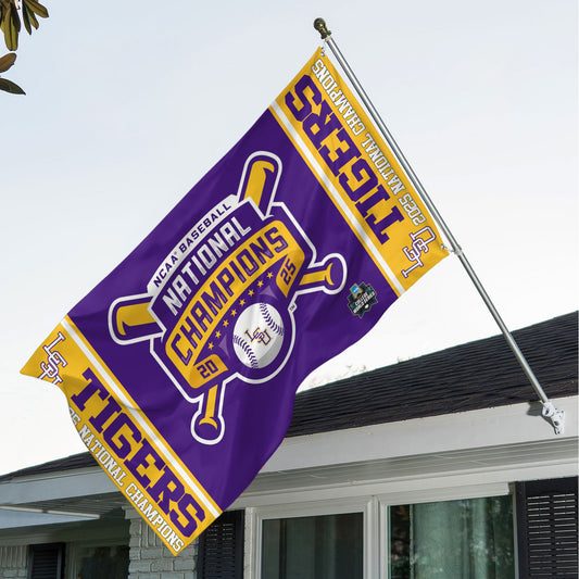 LSU 2025 NCAA Baseball National Champions 3D House Flag DDT TTV