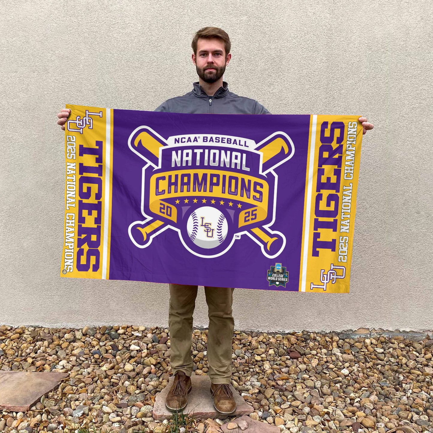 LSU 2025 NCAA Baseball National Champions 3D House Flag DDT TTV
