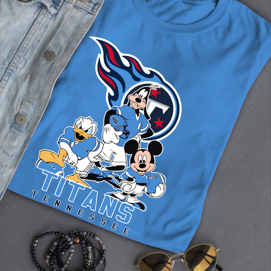 Tennessee Titans Mickey Goofy Donald Disney NFL T-Shirt DATND TANTD