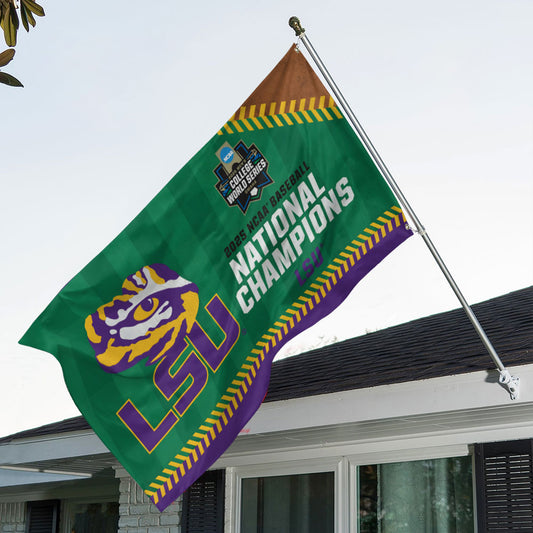 LSU 2025 NCAA Baseball National Champions V2 3D House Flag DDT TTV