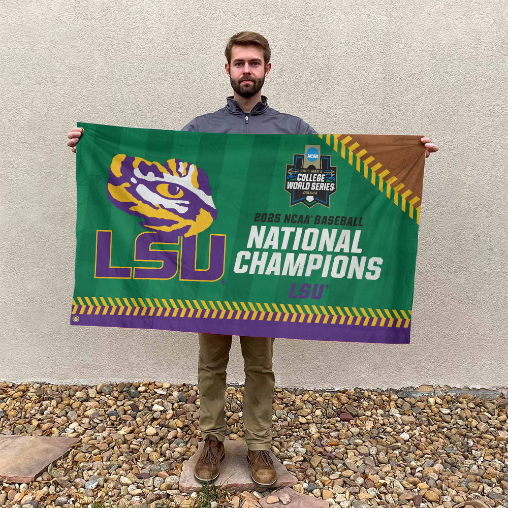 LSU 2025 NCAA Baseball National Champions V2 3D House Flag DDT TTV