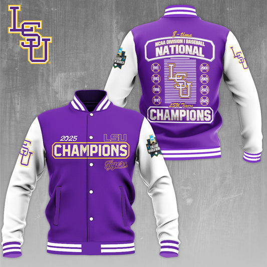 LSU 2025 NCAA Baseball National Champions V2 Varsity Jacket DDT TTV