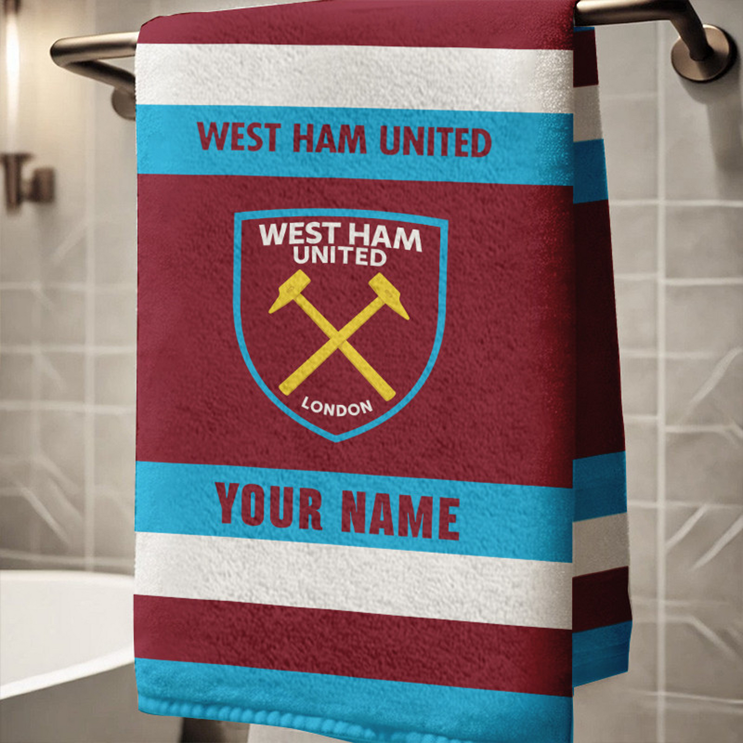 EPL West Ham United Bath Towel Large Size Custom Name Gift For Fan DatND DVT