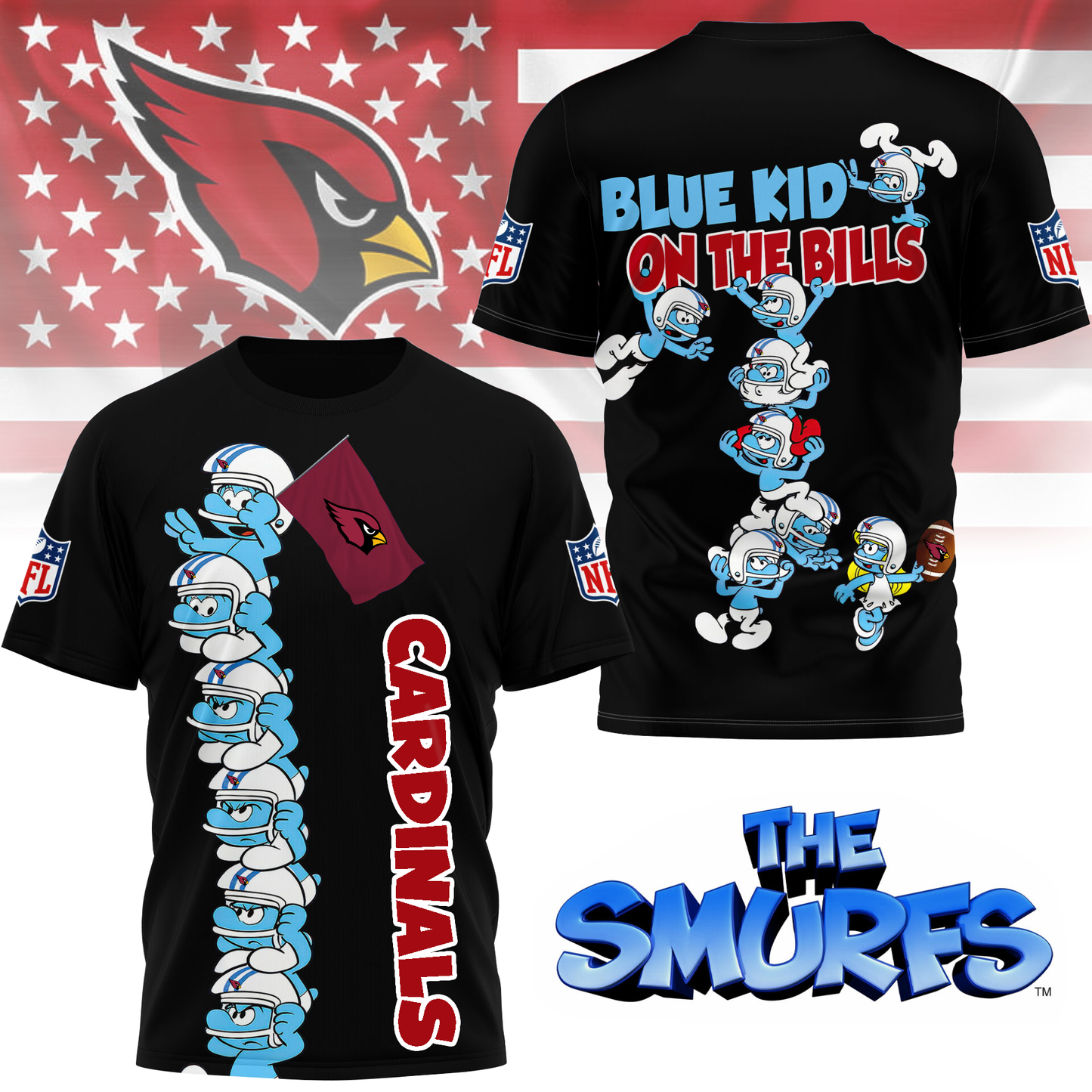 AC Premium NFL x Smurfs 3D Shirt DDT 220725 CTND