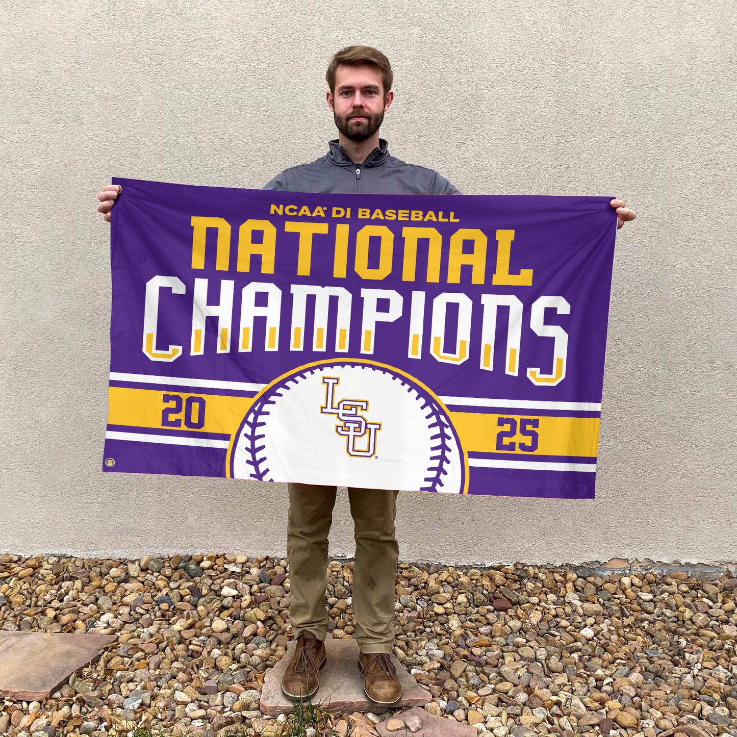 LSU 2025 NCAA Baseball National Champions V3 3D House Flag DDT TTV
